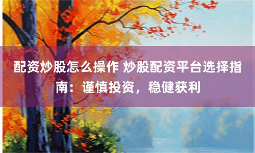 配资炒股怎么操作 炒股配资平台选择指南：谨慎投资，稳健获利